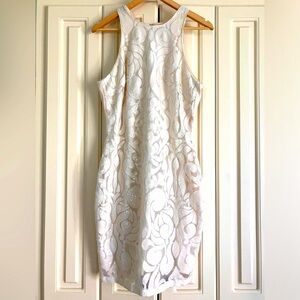 Alexia Admor White and Gold Sheath Mini Dress Halter Sleeveless